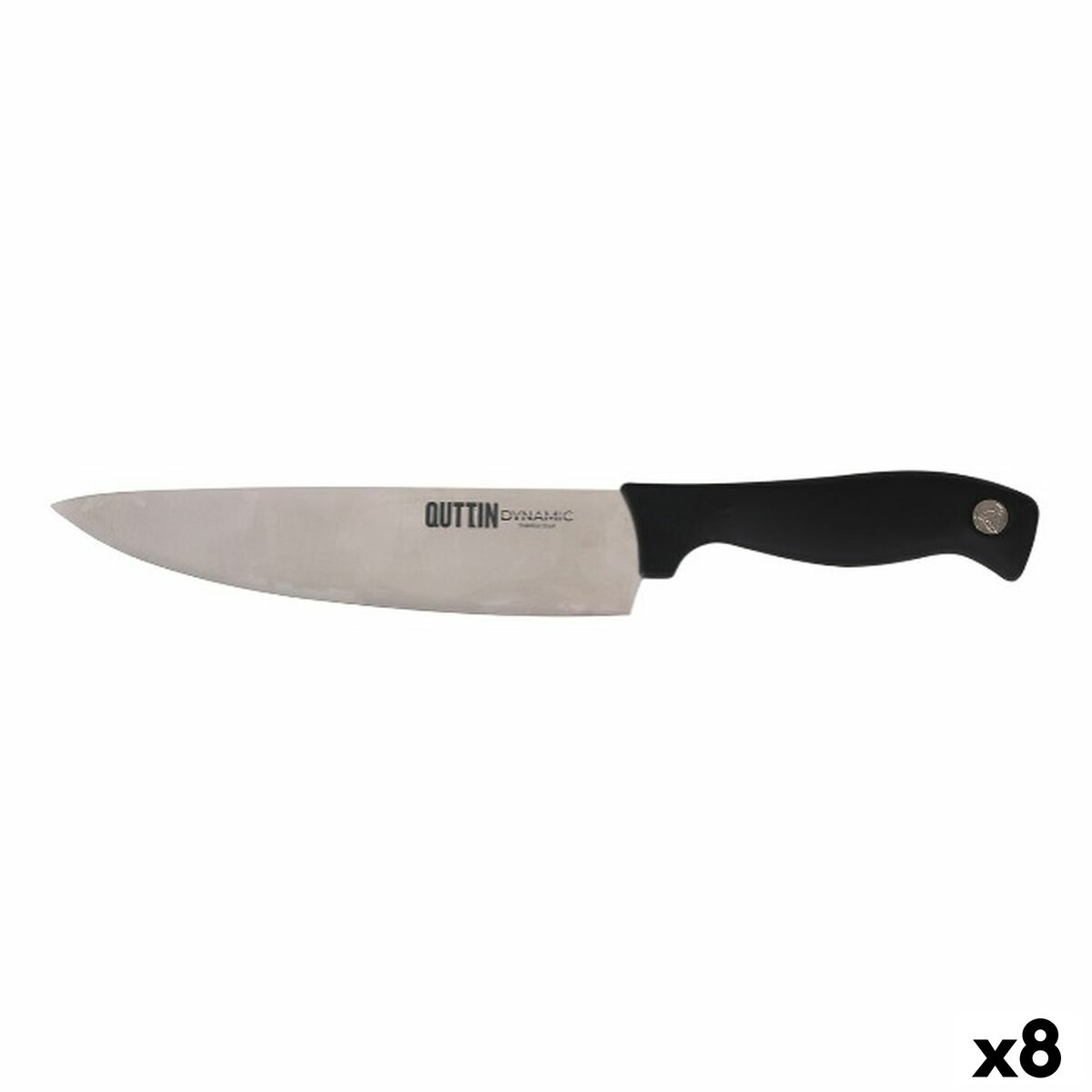 Couteau de cuisine Quttin Dynamic Noir Argenté 20 cm (8 Unités)