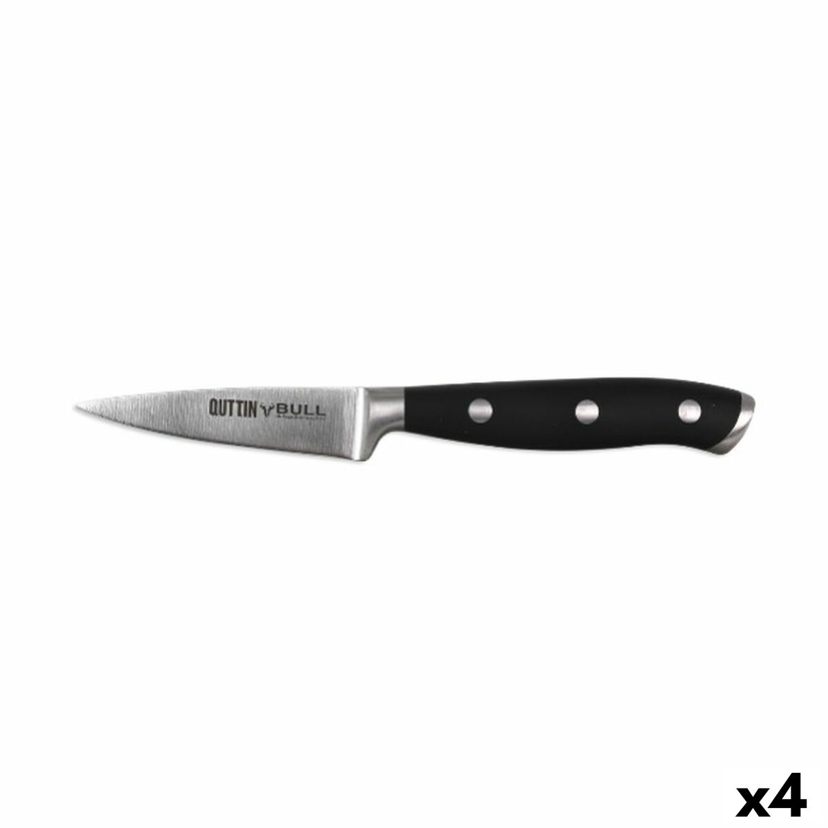 Eplucheur Quttin Bull Noir Argenté Acier inoxydable 9 cm (4 Unités)