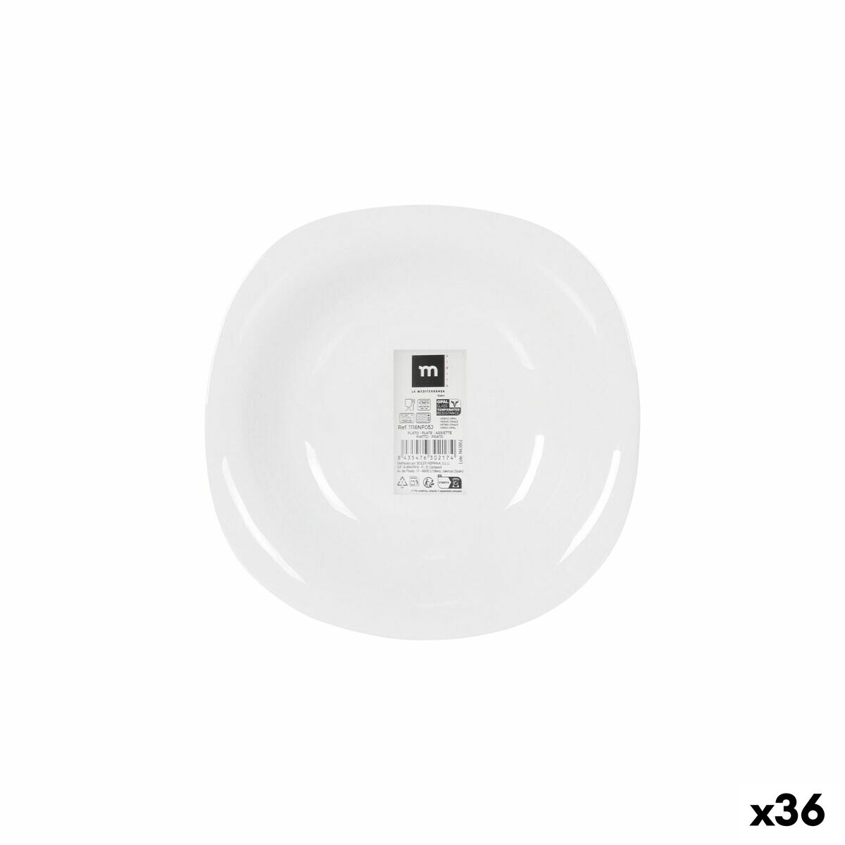 Assiette creuse La Mediterránea Palaos 21 x 21 x 3,5 cm (36 Unités)