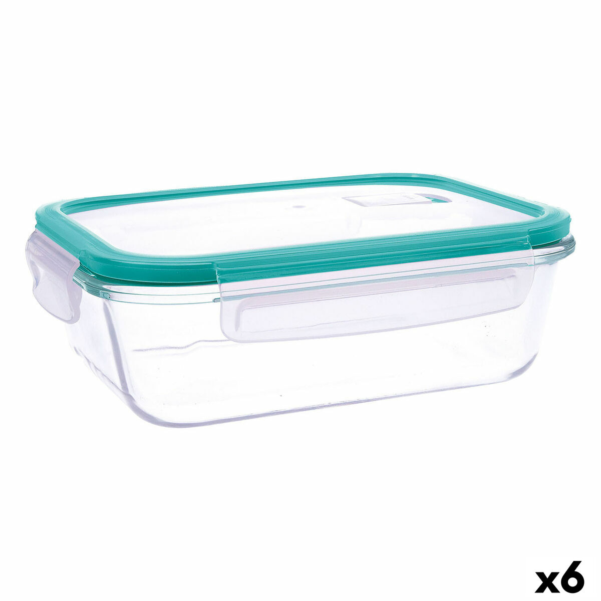 Boîte à lunch hermétique Quid Ciclon Turquoise verre 1,04 L (6 Unités)