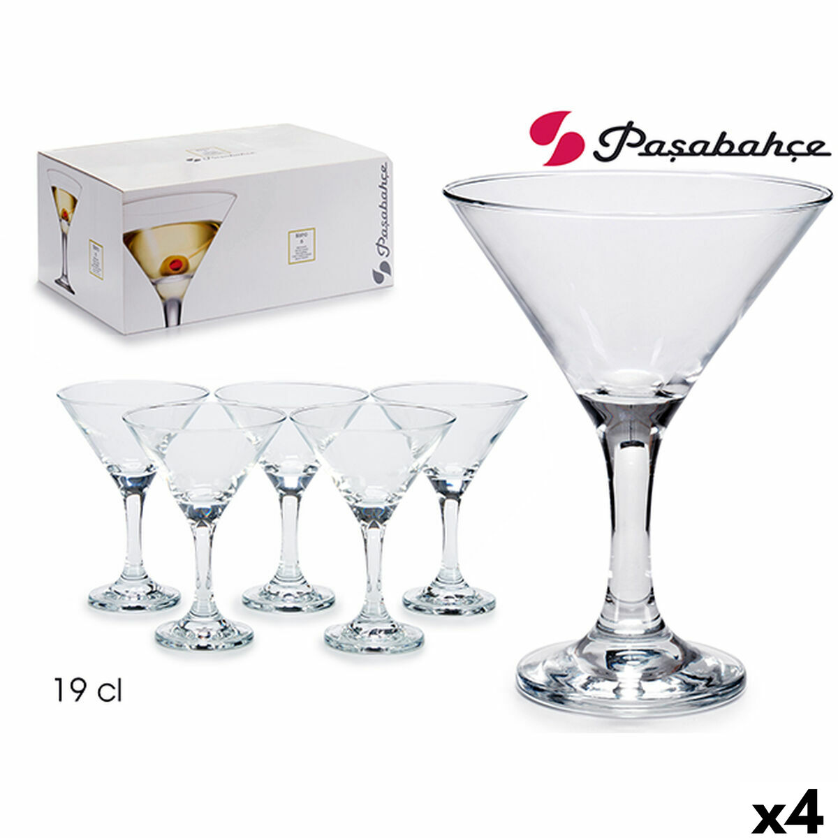 Verre à cocktail Pasabahce 1002401-44410 Transparent verre 190 ml 33 x 15 x 22 cm 10,7 x 13,5 cm 6 Pièces