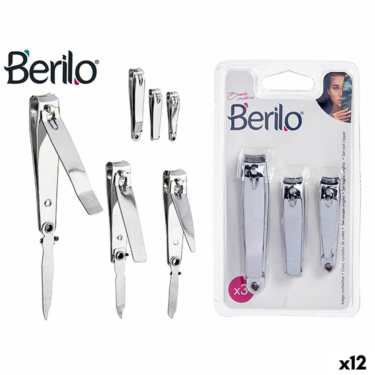 Ciseaux à ongles Berilo 1703239 Argenté Métal (12 Unités)