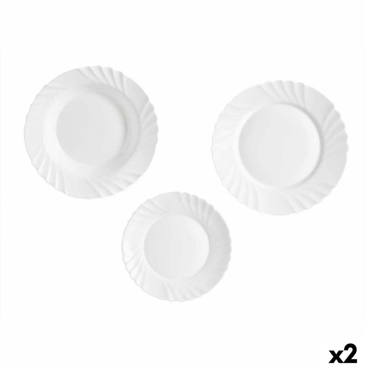 Service de Vaisselle Vivalto F-LBP100-80-90 Blanc Verre opalin (2 Unités)