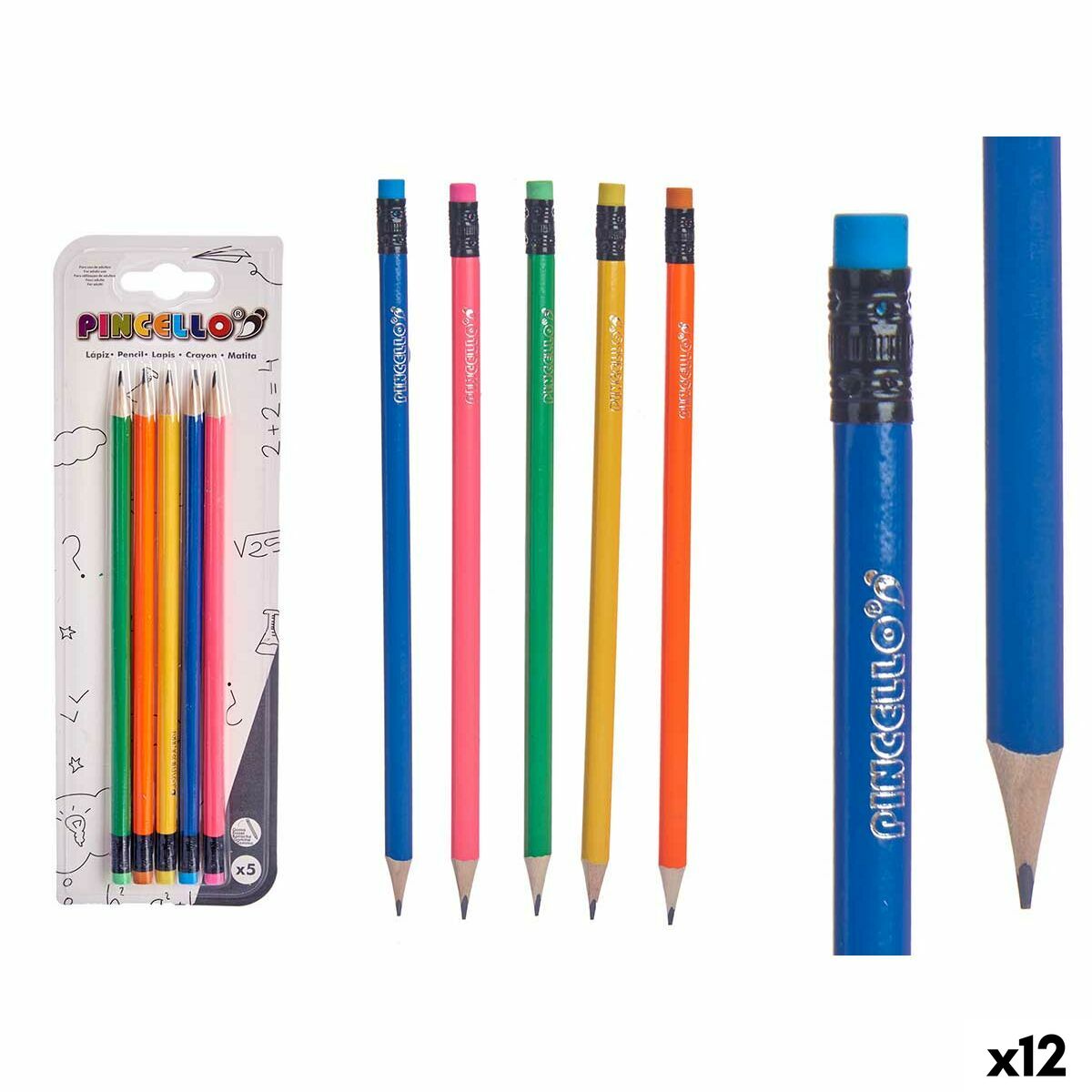 Ensemble de Crayons Pincello 474 Jaune Bleu Rouge Vert Orange (12 Unités)