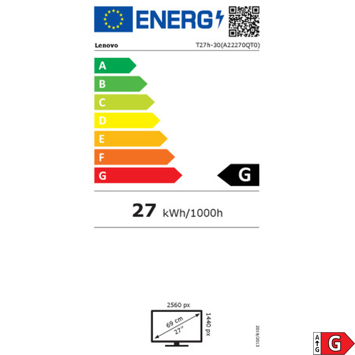 Bild von Gaming Monitor Lenovo T27h-30 27" Quad HD (Refurbished A)