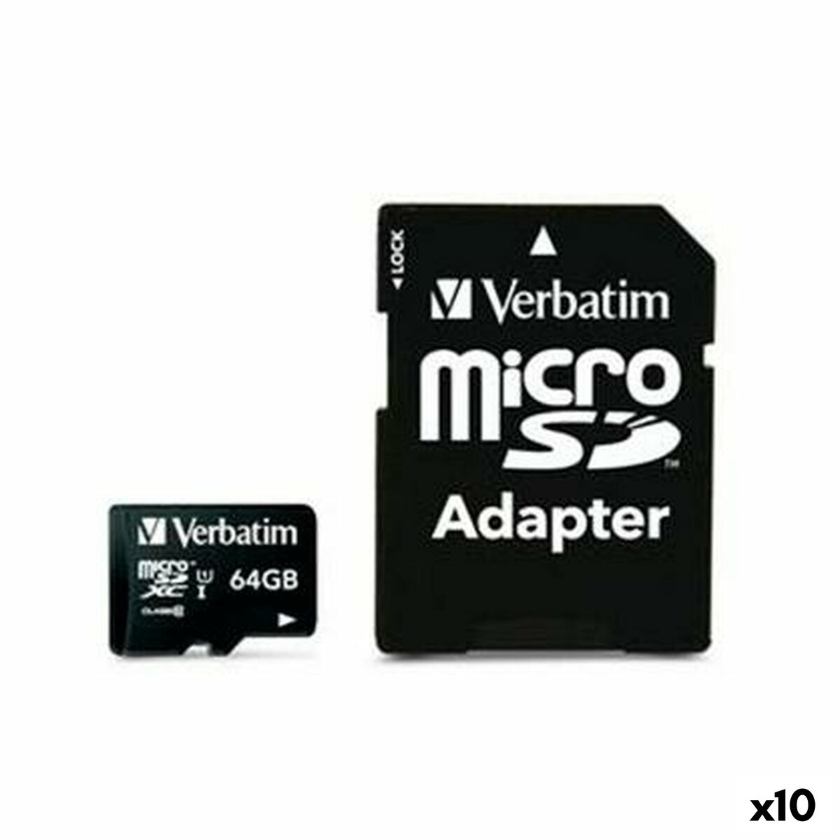 Immagine di Micro SD Memory Card with Adaptor Verbatim 64 GB (10 Units)