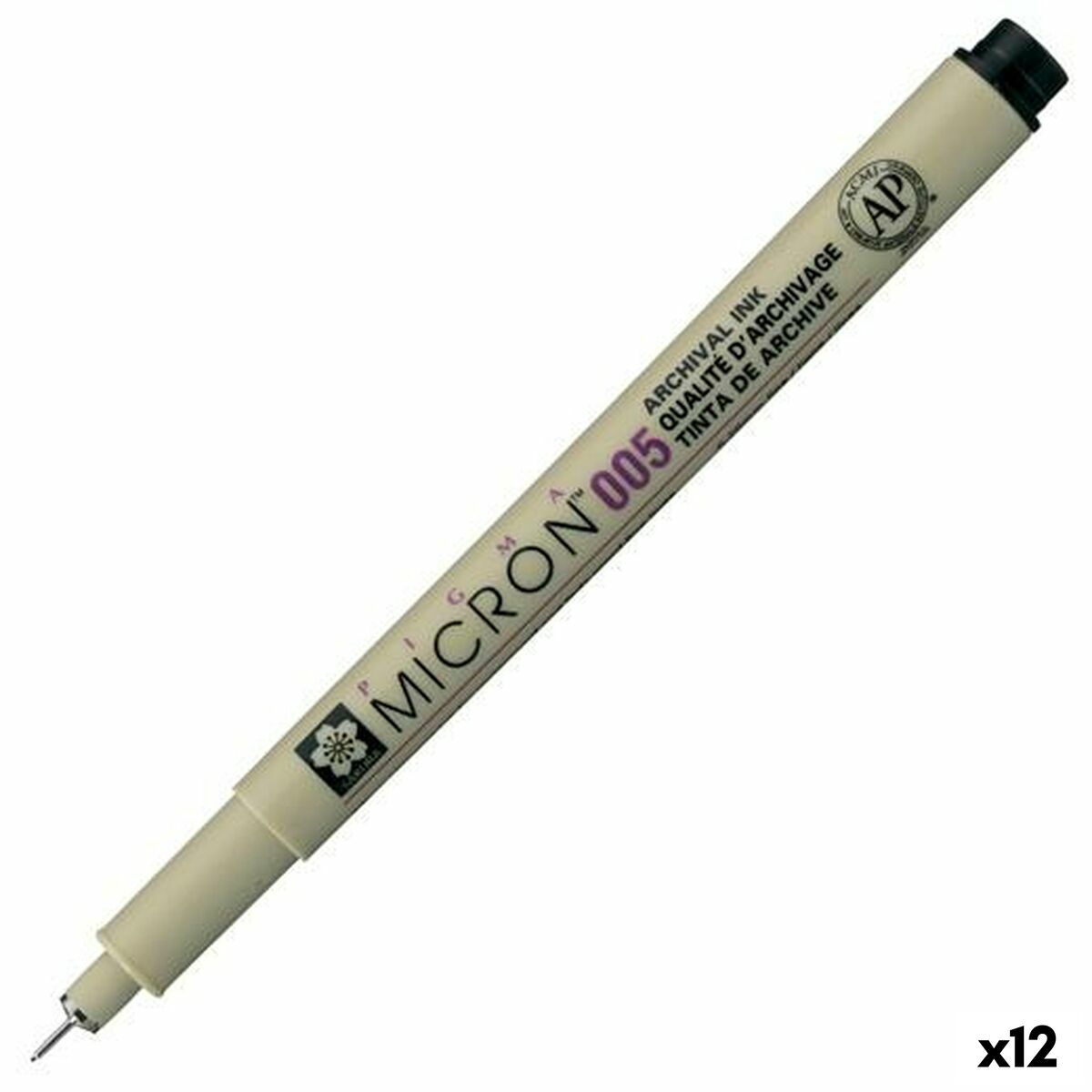 Μαρκαδόροι Talens Sakura PIGMA MICRON 005 Μαύρο (12 Μονάδες)