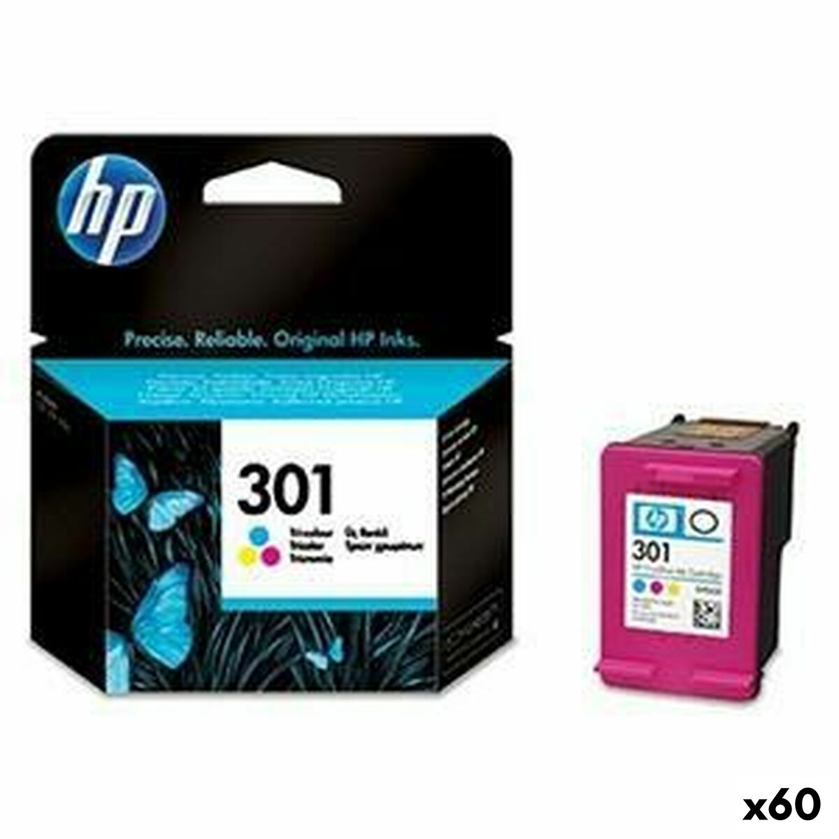 Cartouche d'encre originale HP 301 Tricolore (60 Unités)