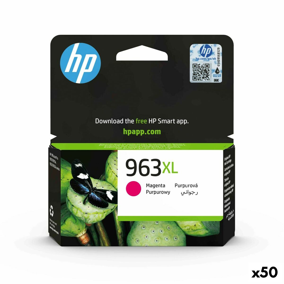 Cartouche d'encre originale HP OfficeJet Pro 9010,9012,9014,9015,9016,9019,9020,9022,9025 - Nº 963XL Magenta (50 Unités)