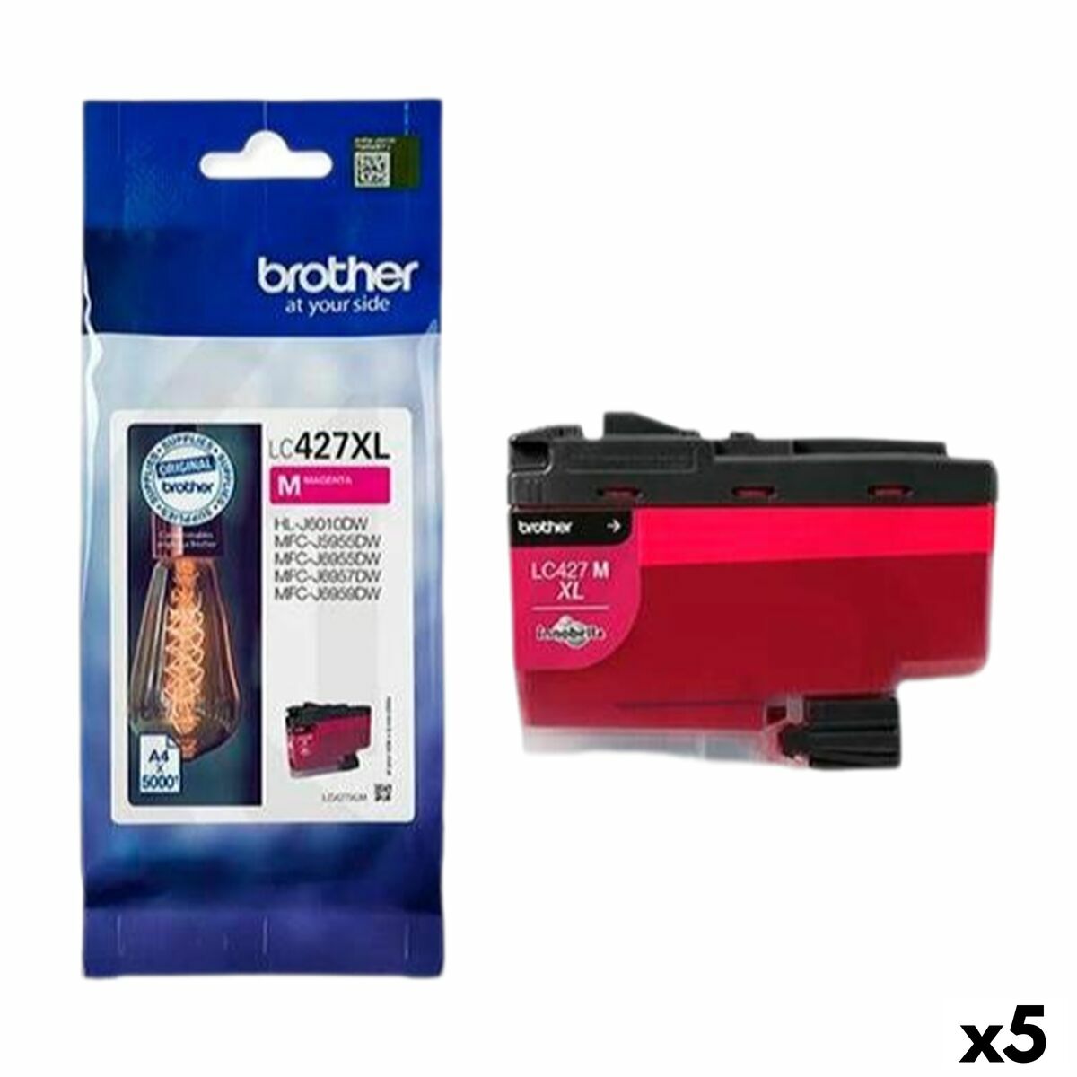 Afbeeldingen van Original Ink Cartridge Brother HL-J6010DW, MFCJ5955DW, MFCJ6955DW, MFCJ6957DW, MFCJ6959DW Magenta (5 Units)