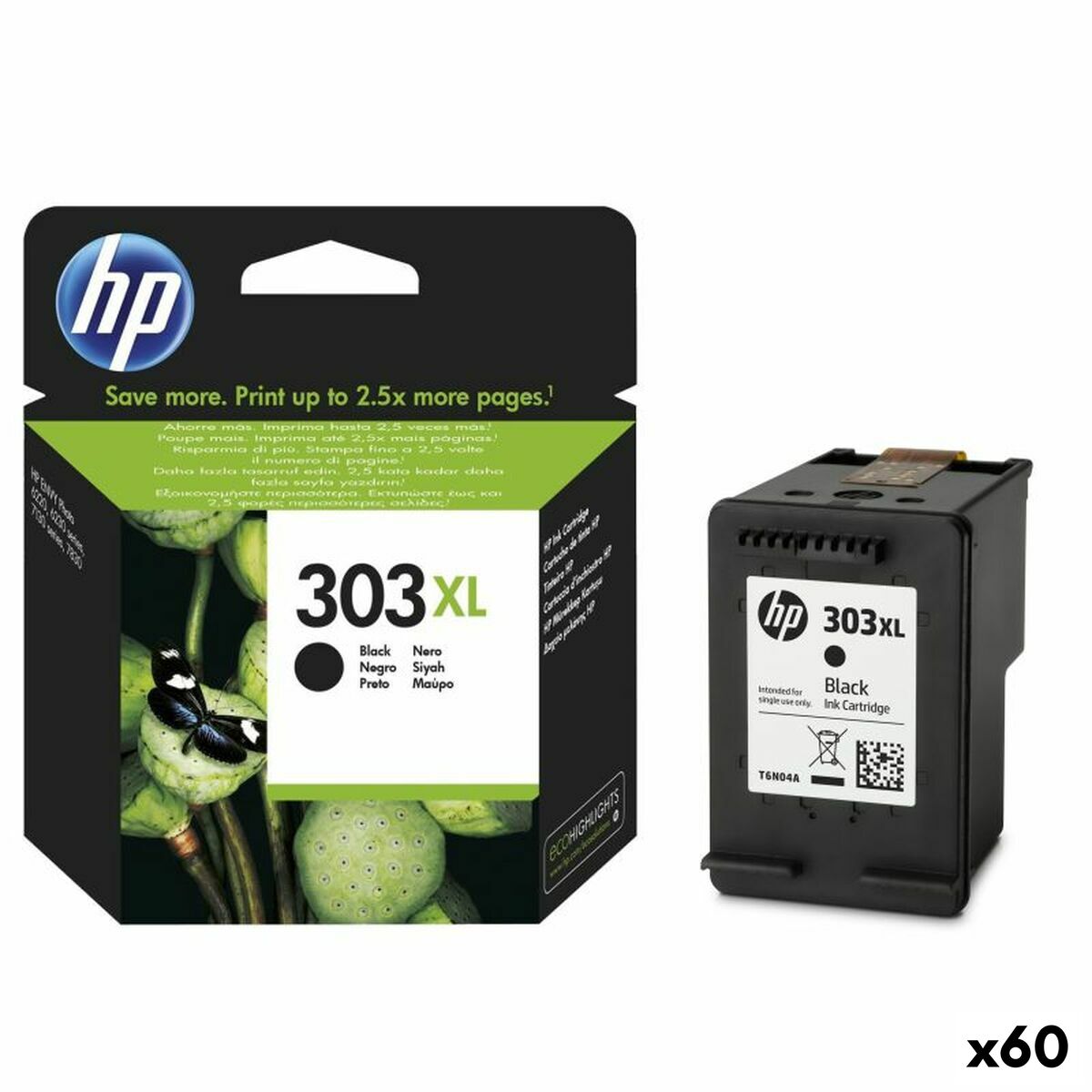 Cartouche d'encre originale HP Nº 303XL Noir (60 Unités)