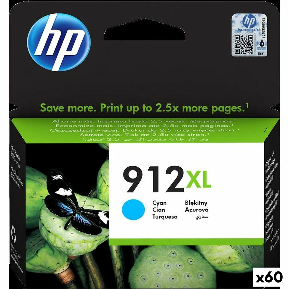Cartouche d'encre originale HP 912XL Cyan (60 Unités)