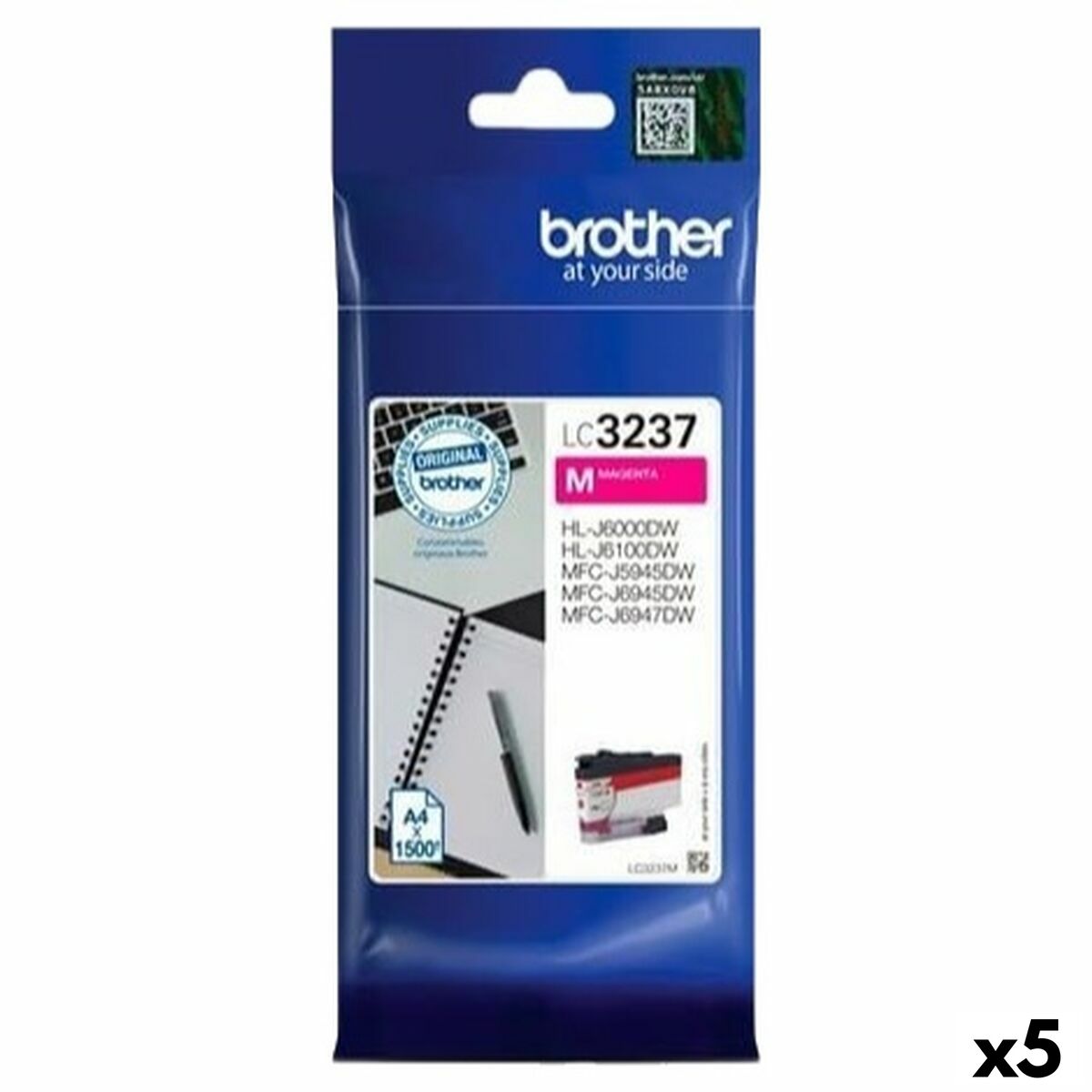 Afbeeldingen van Original Ink Cartridge Brother HLJ6000 / MFCJ5945 6945 Magenta (5 Units)