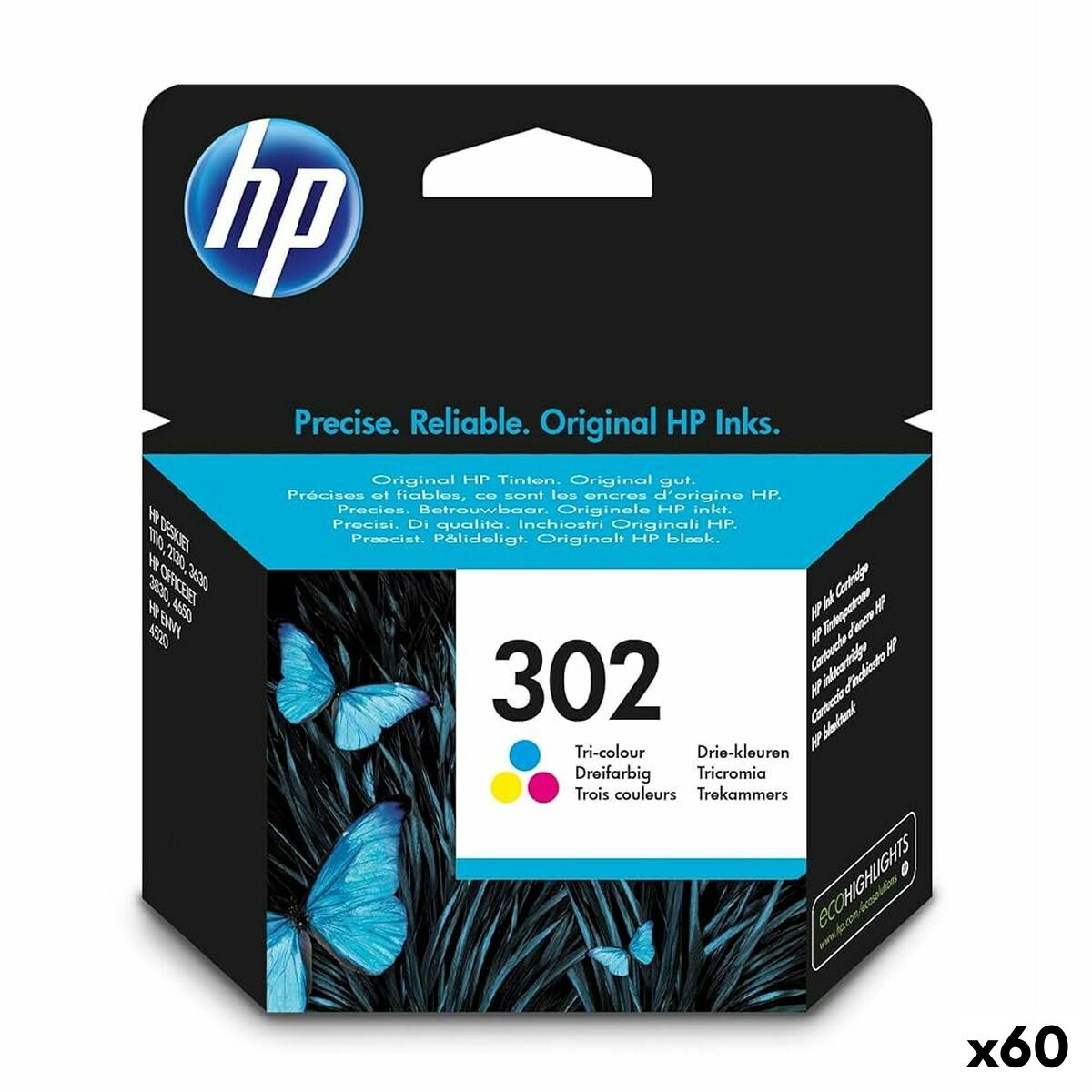 Cartouche d'encre originale HP Officejet 3830 All-in-One Nº 302 Tricolore (60 Unités)