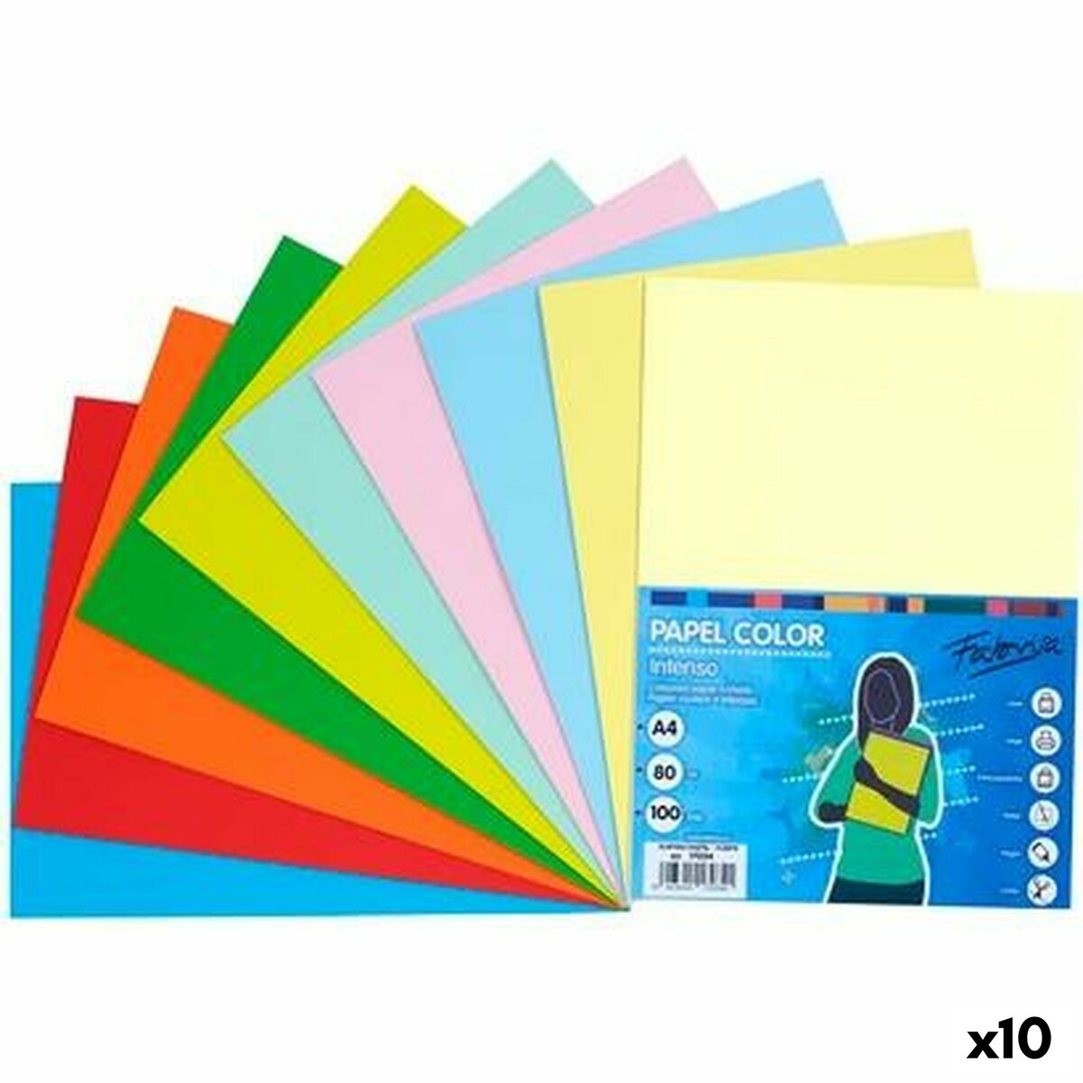 Afbeeldingen van Printer Paper Fabrisa Multicolour A4 100 Sheets (10 Units)