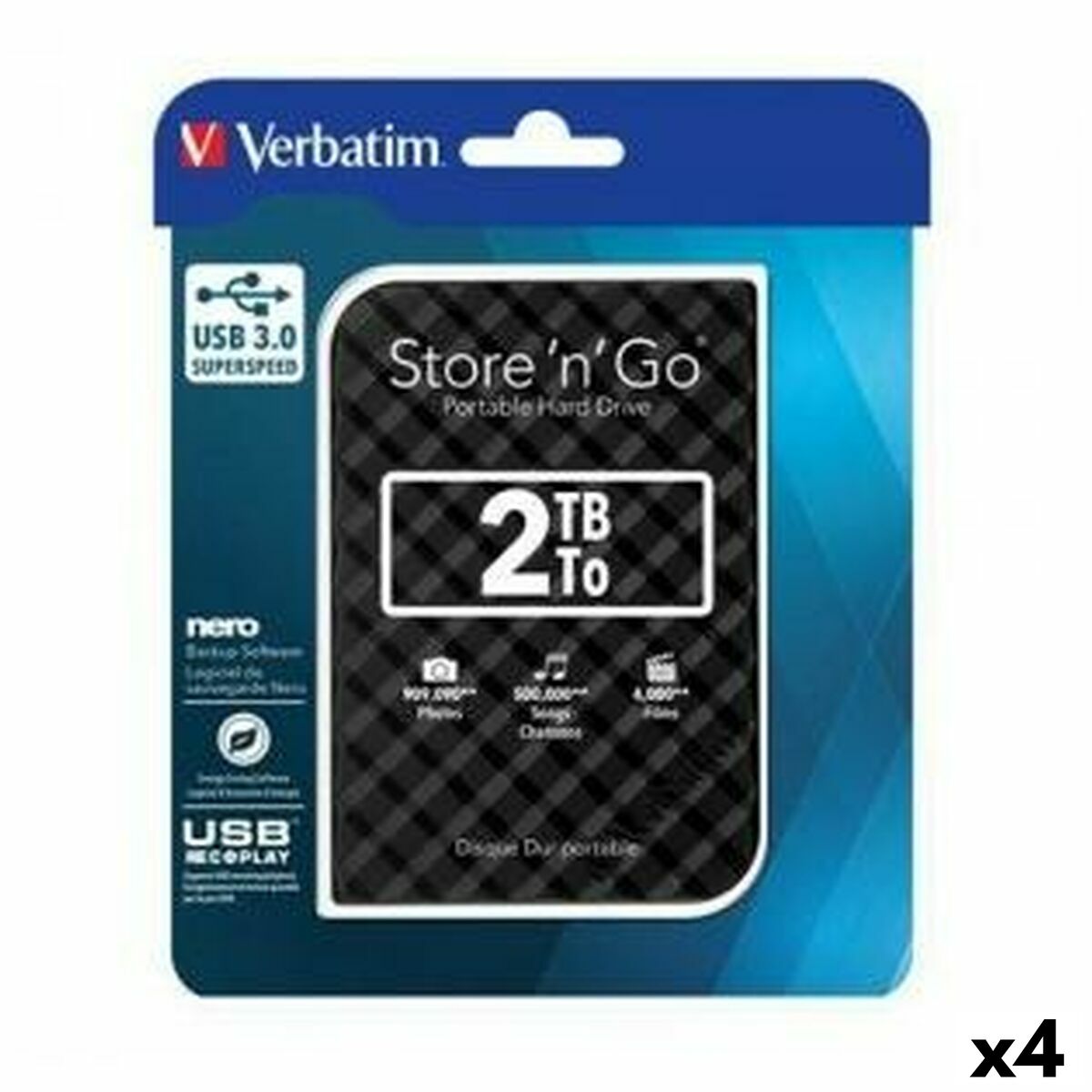 Afbeeldingen van External Hard Drive Verbatim STORE 'N' GO GEN 2 Black HDD 2 TB (4 Units)