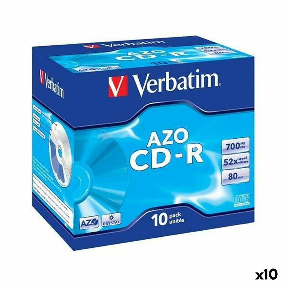 Afbeeldingen van CD-R Verbatim AZO 700 MB 52x 10 Pieces (10 Units)