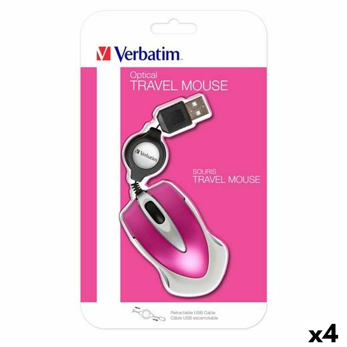 Afbeeldingen van Mouse Verbatim Go Mini Black Fuchsia 1000 dpi (4 Units)