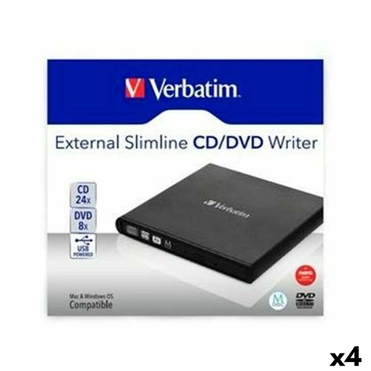 Afbeeldingen van CD/DVD Reader Verbatim SLIMLINE (4 Units)