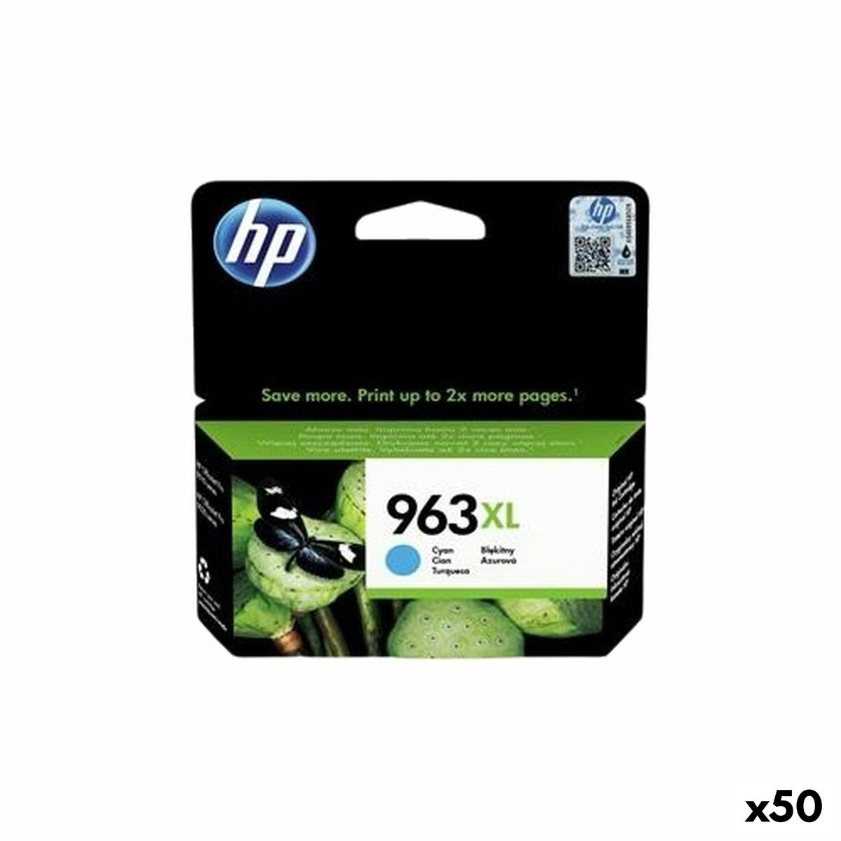Cartouche d'encre originale HP 9010,9012,9014,9015,9016,9019,9020,9022,9025 - Nº 963XL Cyan (50 Unités)