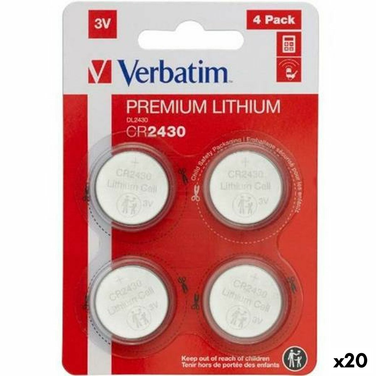Afbeeldingen van Lithium Button Batteries Verbatim 3 V CR2430 4 Pieces (20 Units)