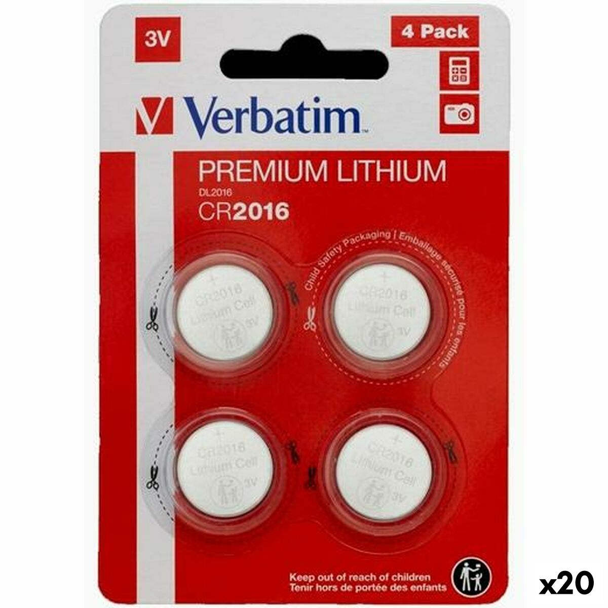Afbeeldingen van Lithium Button Batteries Verbatim 3 V CR2016 4 Pieces (20 Units)