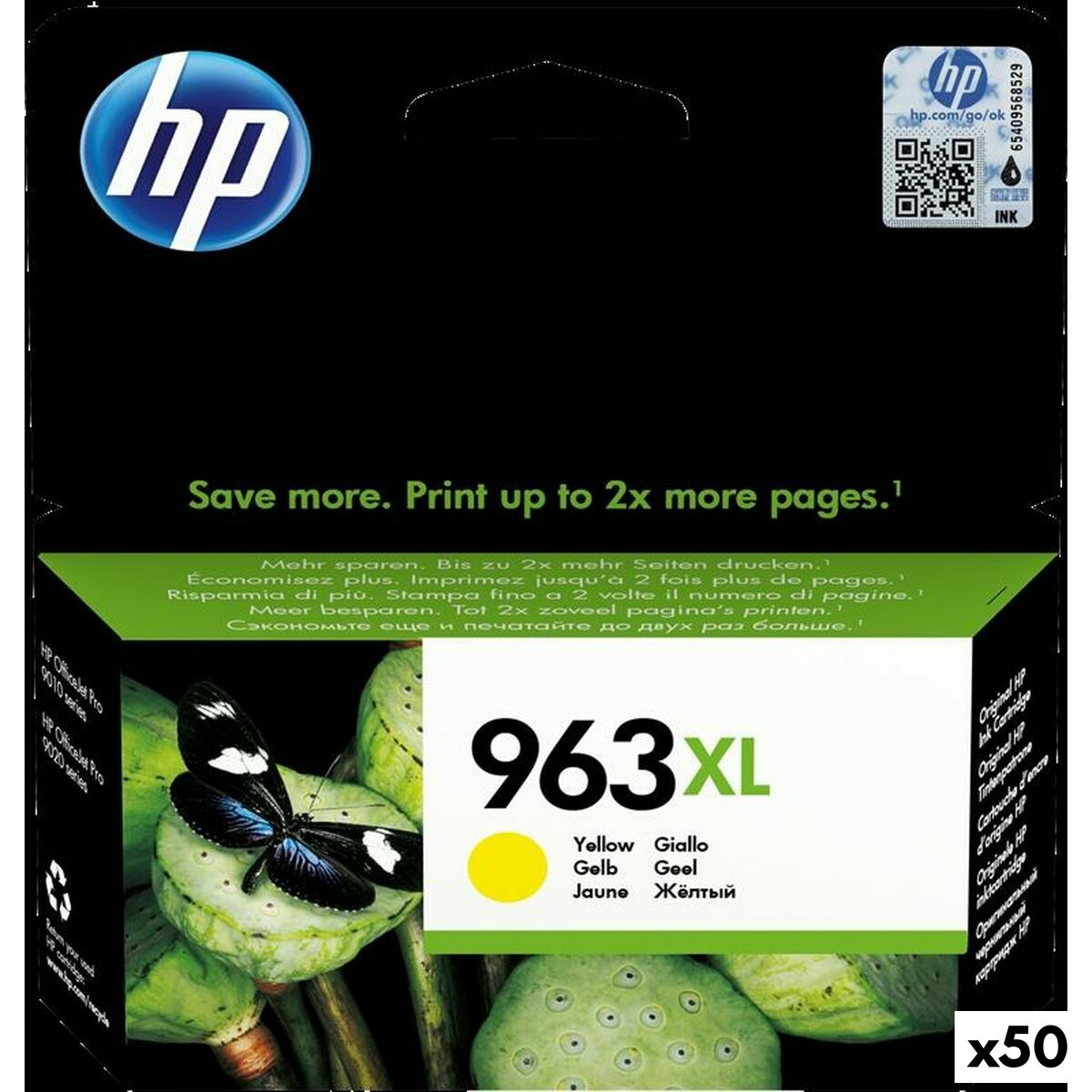 Cartouche d'encre originale HP 963XL Jaune (50 Unités)