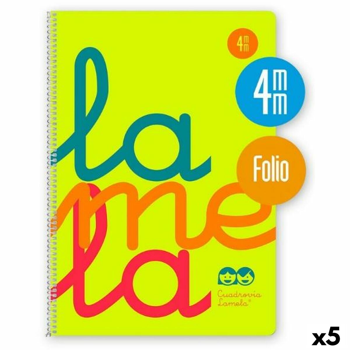 Cahier à Spirale Lamela Jaune Din A4 80 Volets (5 Unités)