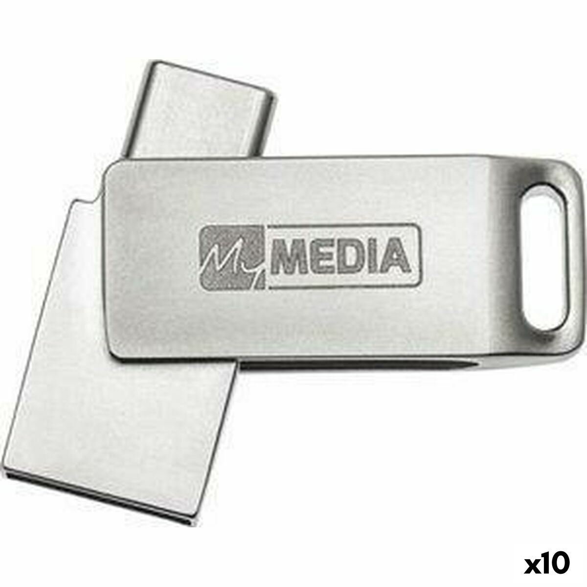 Afbeeldingen van USB stick MyMedia HIGH SPEED DUAL Silver 128 GB (10 Units)
