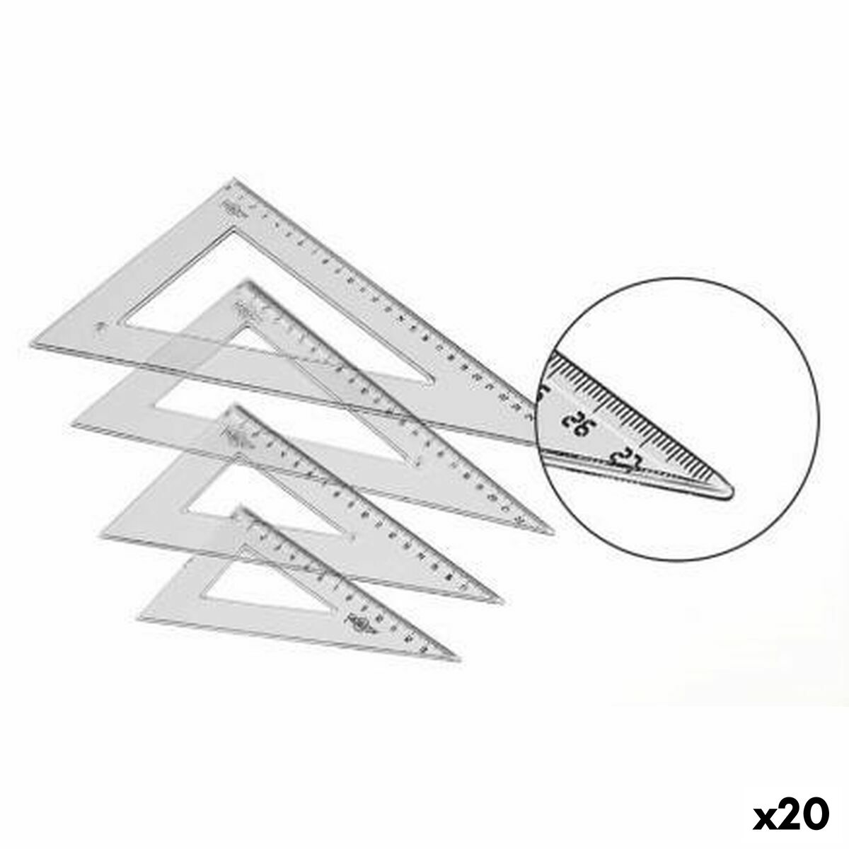 Γνώμονας Faibo Διαφανές 30 cm (20 Μονάδες)