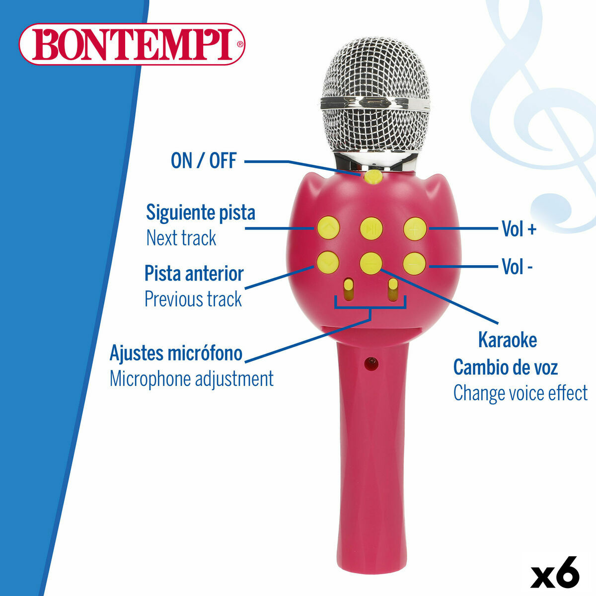 Mikrofonem Karaoke Bontempi 6 Sztuk