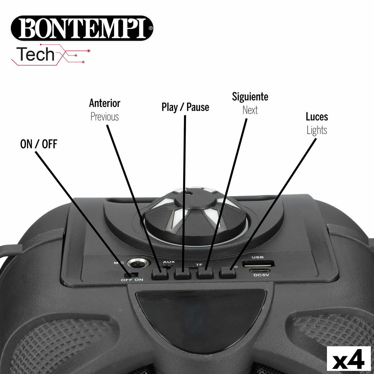 Głośnik z Mikrofonem Karaoke Bontempi 4 Sztuk