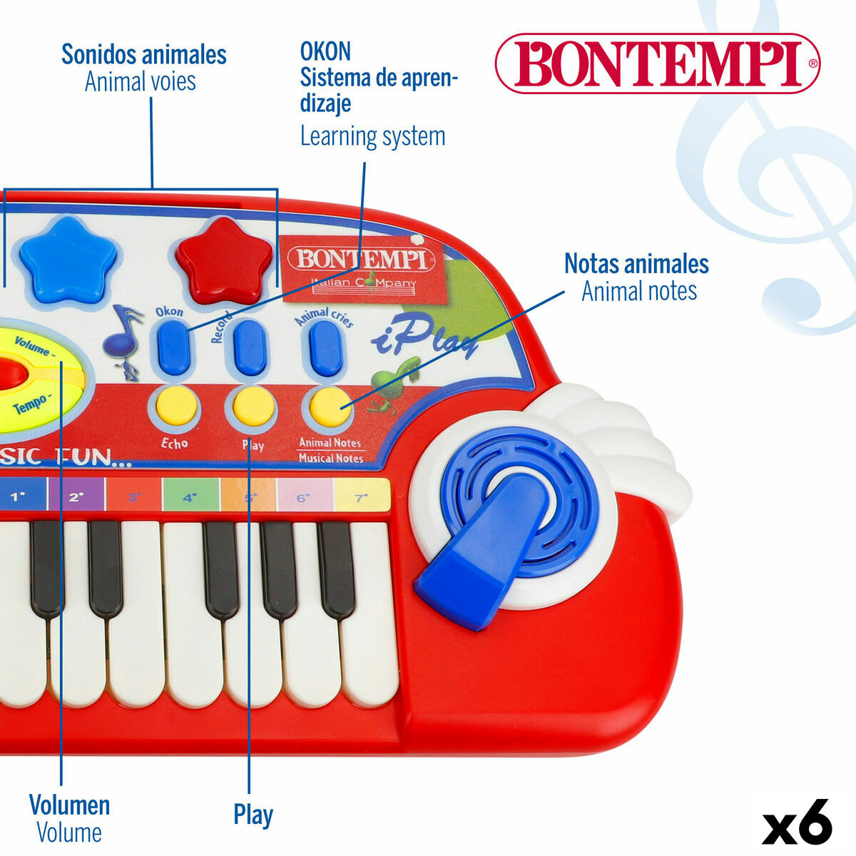 Pianino Elektroniczne Bontempi 38 x 18 x 17 cm (6 Sztuk)