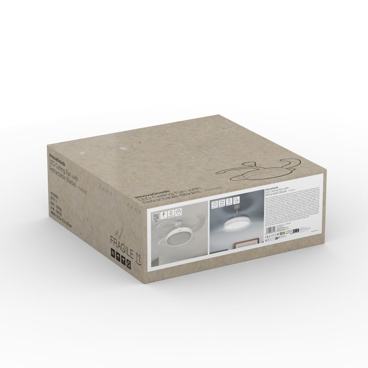 Deckenventilator mit LED-Licht und 4 einklappbaren Flügeln Keteez InnovaGoods Weiß 72 W Ø49-104 cm - Thumbnail 2