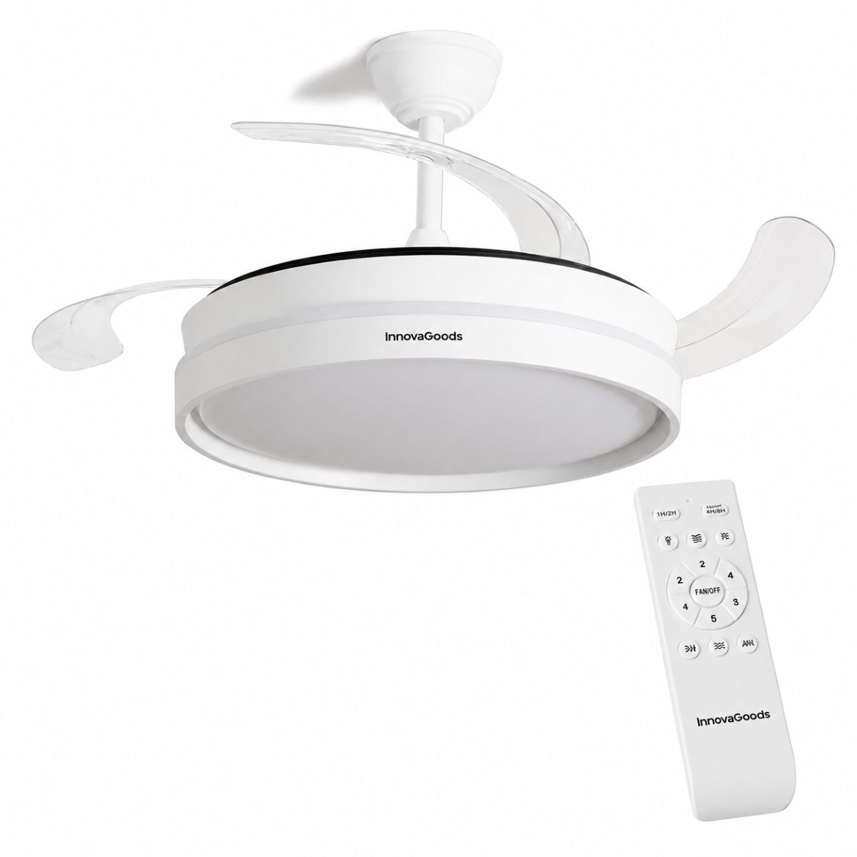Deckenventilator mit LED-Licht und 4 einklappbaren Flügeln Keteez InnovaGoods Weiß 72 W Ø49-104 cm - Thumbnail 6