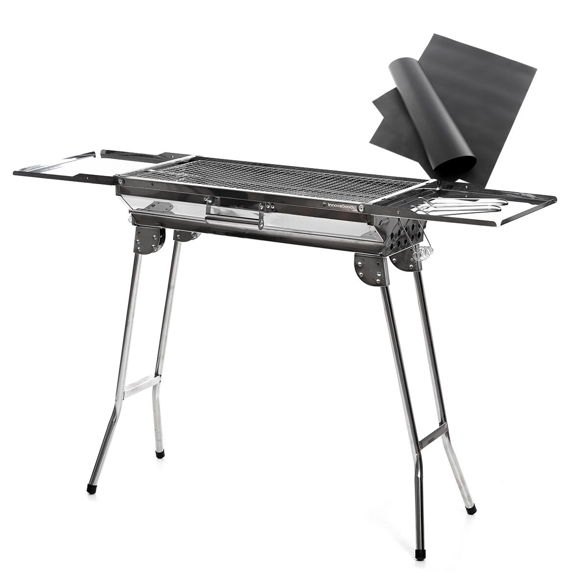 Pack Zusammenklappbarer Holzkohlegrill aus Edelstahl und Grill- und Backmatte InnovaGoods - Thumbnail 2