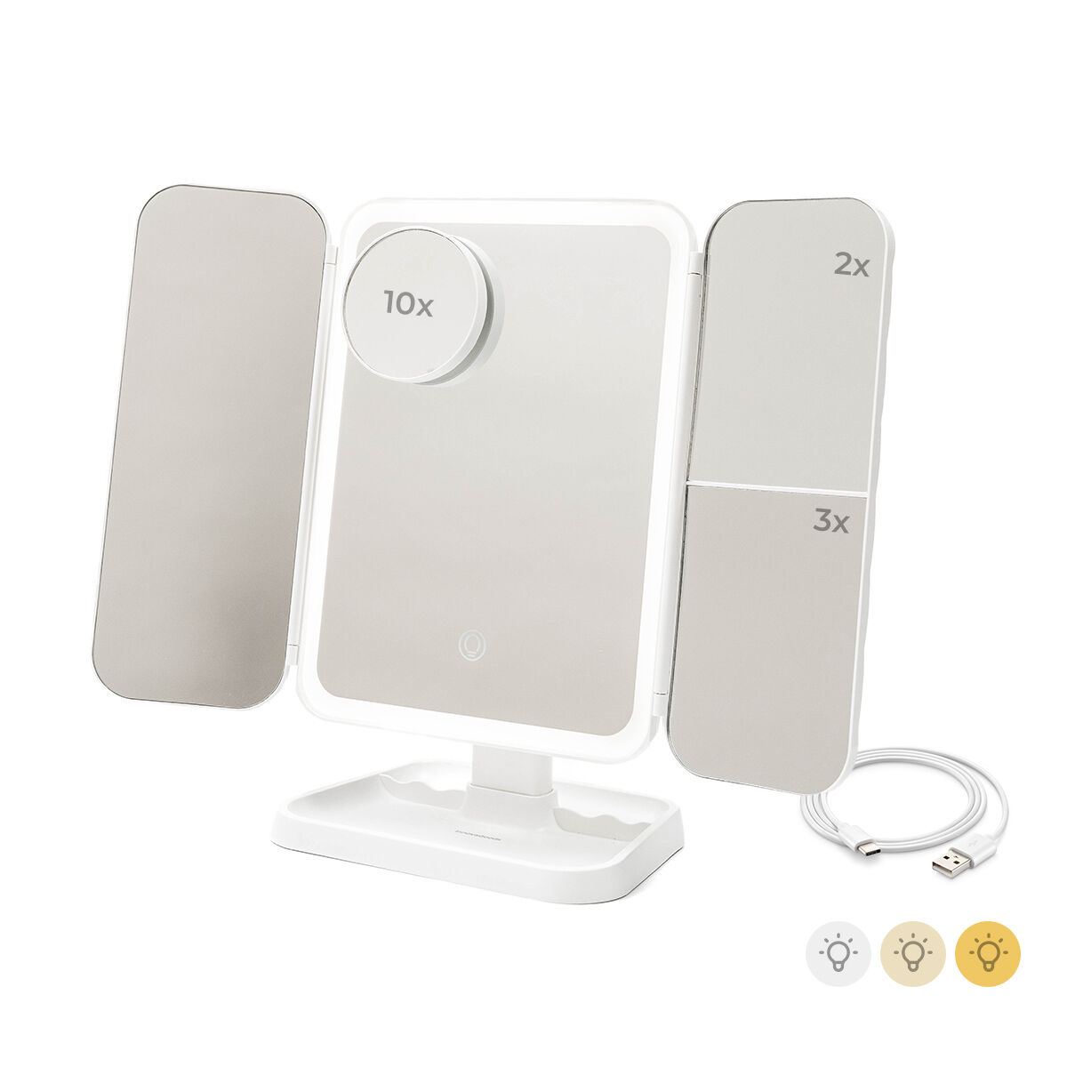 obrázok produktu Rechargeable Triptych Makeup Mirror with Magnification and LED Light Miled InnovaGoods