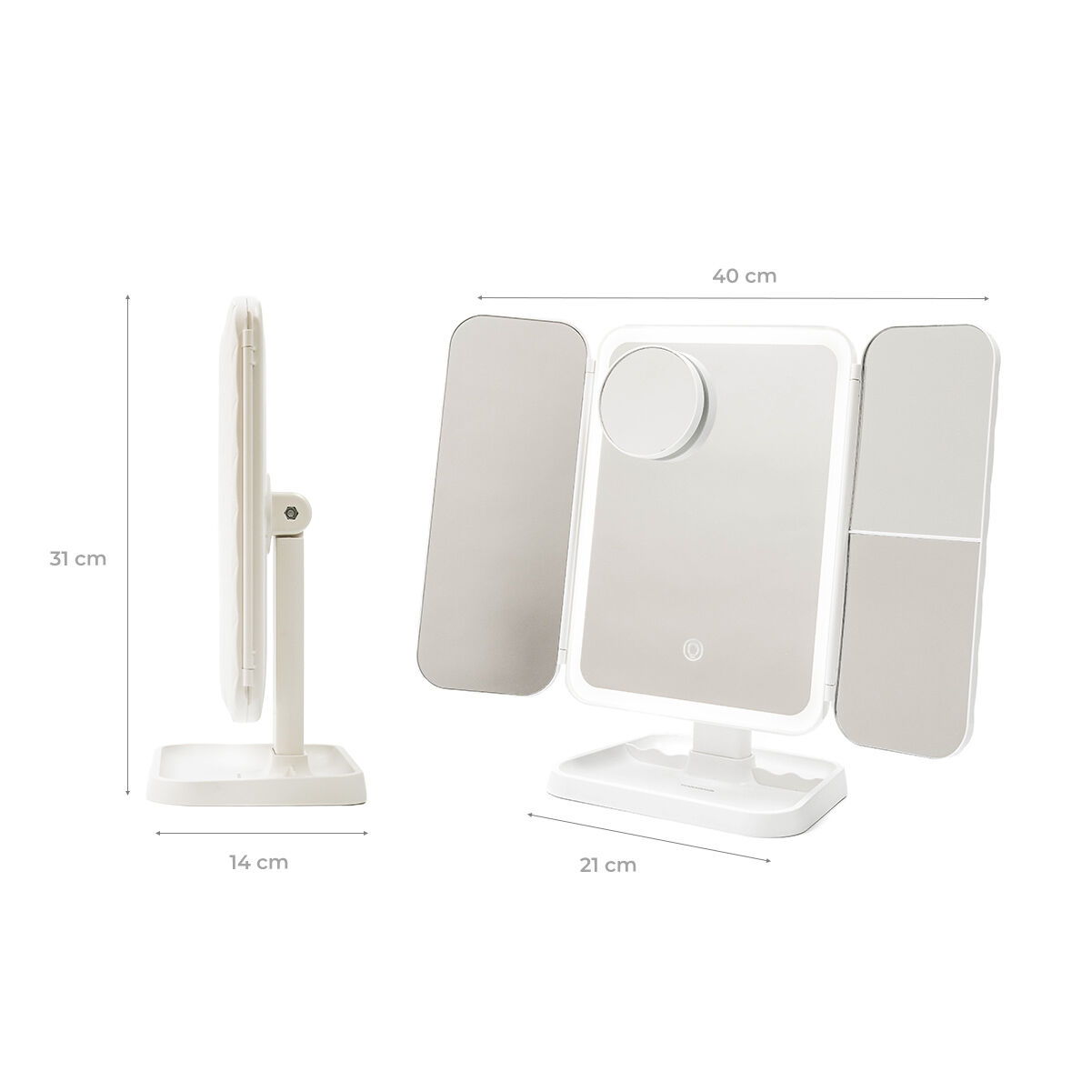 obrázok produktu Rechargeable Triptych Makeup Mirror with Magnification and LED Light Miled InnovaGoods
