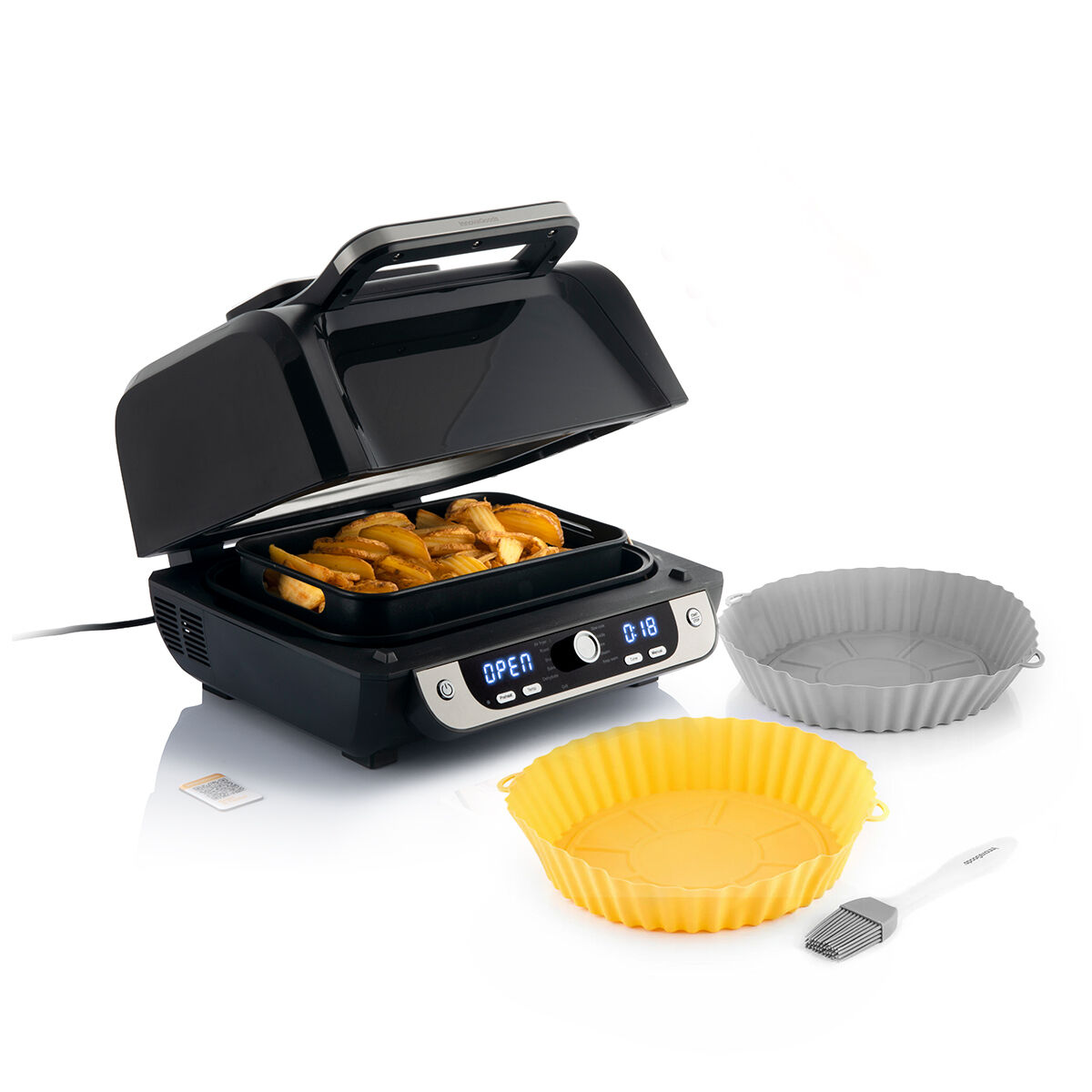 Pack Silikonformen mit Backpinsel für Heißluftfritteusen und Heißluftfritteuse mit Grill, Zubehör und Rezeptbuch InnovaGoods - Thumbnail 2