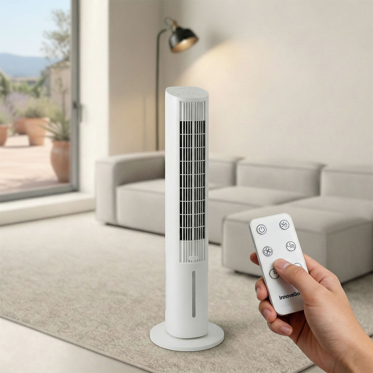Climatizador Evaporativo Portátil Torre Multifunción con Mando a Distancia Hushly InnovaGoods