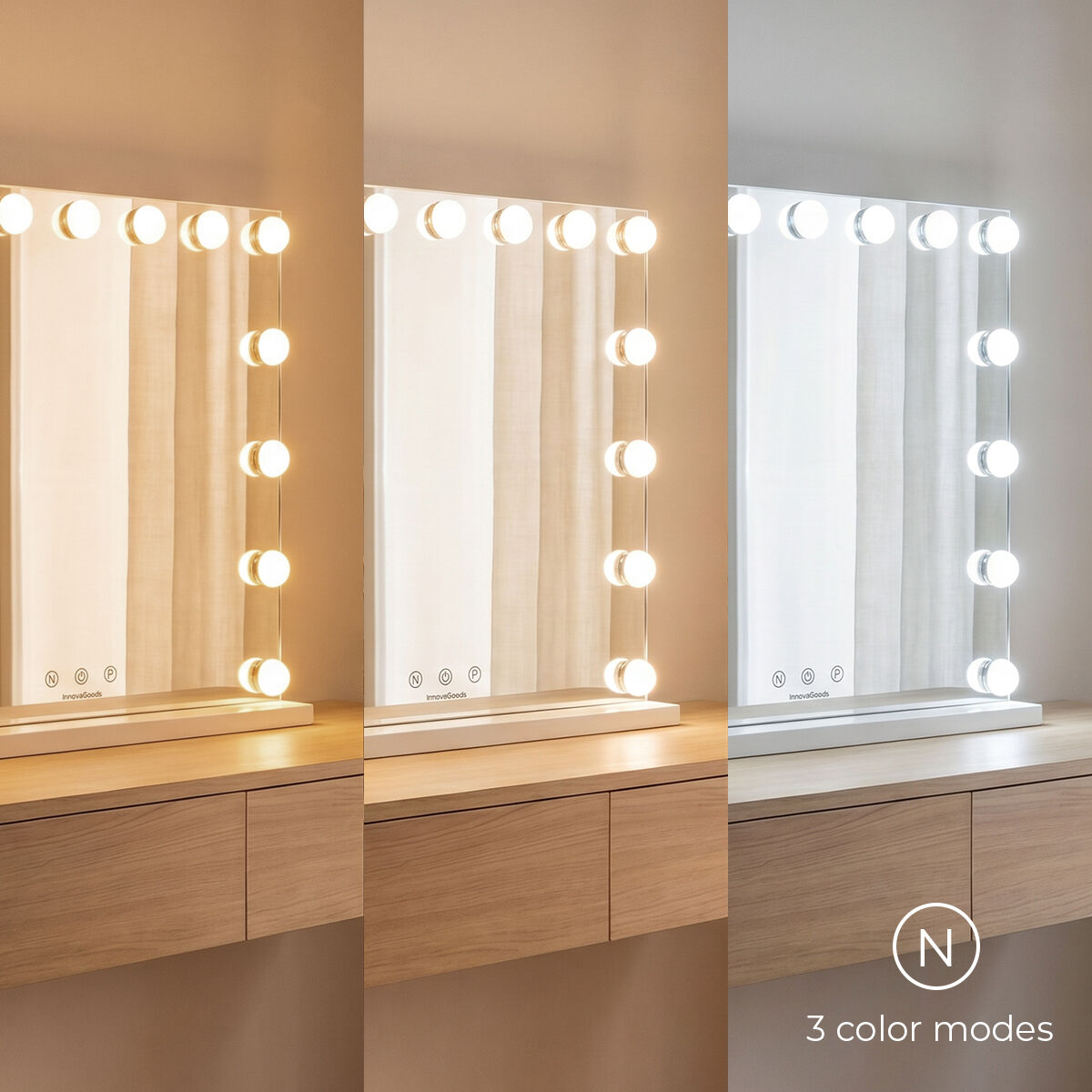 Schminkspiegel mit LED Hollywood Glimma Deluxe InnovaGoods 15 Glühbirnen - Thumbnail 4
