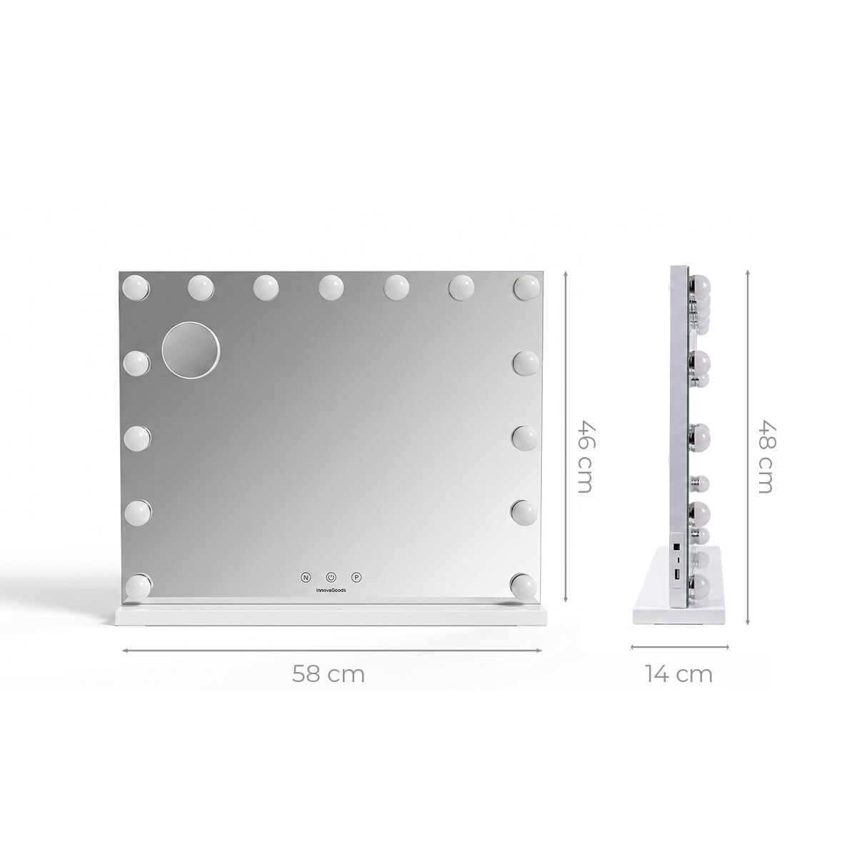 Schminkspiegel mit LED Hollywood Glimma Deluxe InnovaGoods 15 Glühbirnen - Thumbnail 8
