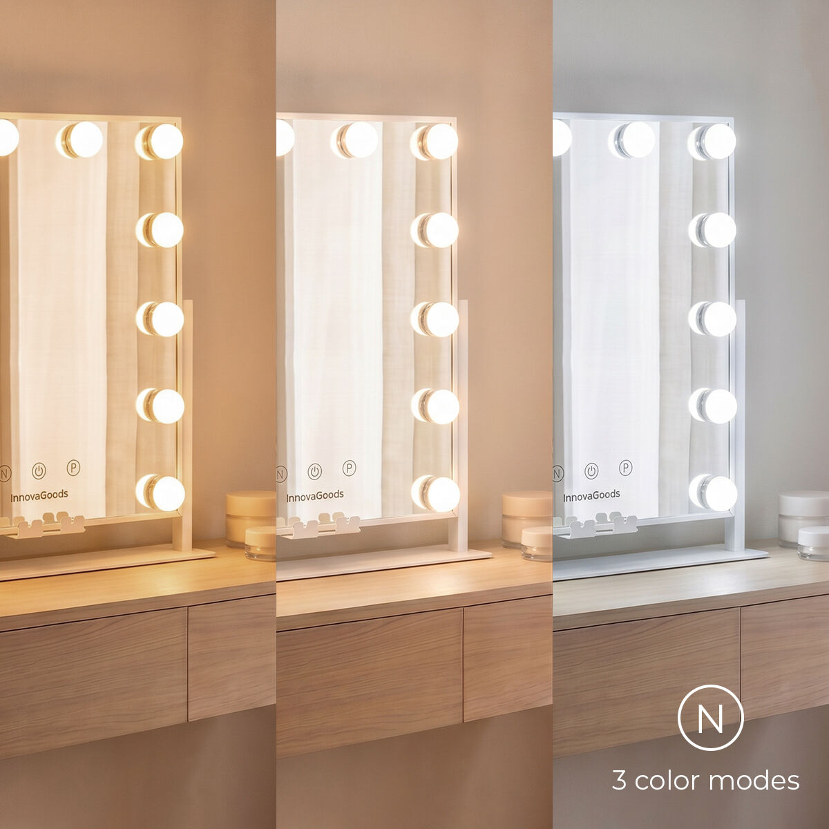 Neigbarer LED-Schminkspiegel Hollywood Glarisse InnovaGoods 12 Glühbirnen - Thumbnail 3