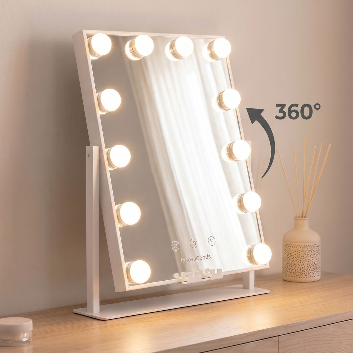 Neigbarer LED-Schminkspiegel Hollywood Glarisse InnovaGoods 12 Glühbirnen - Thumbnail 5