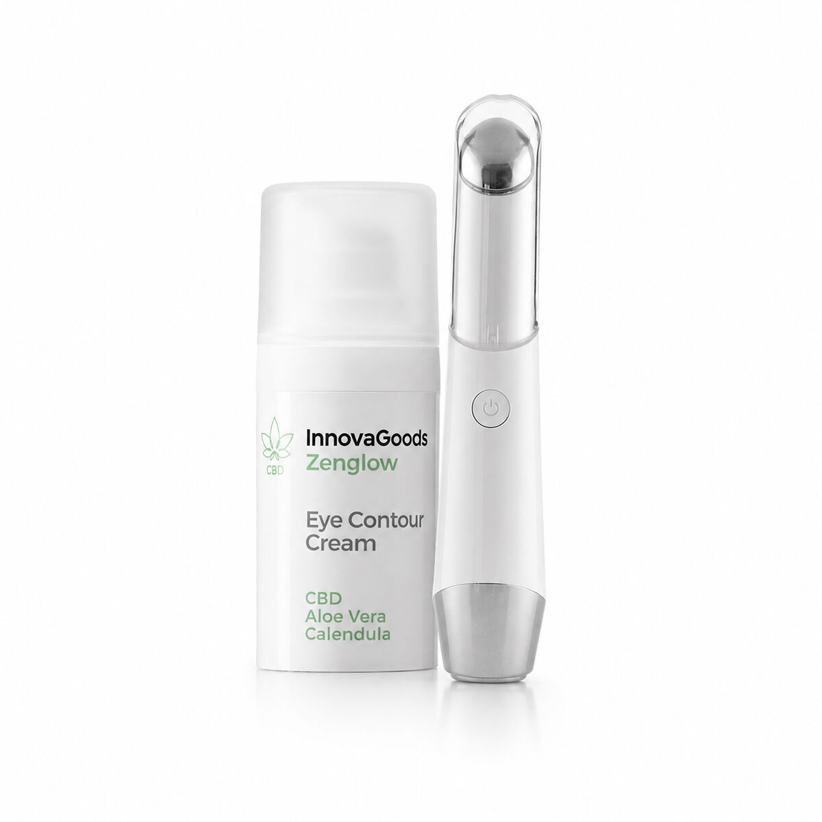 Pack Augenmassagegerät Anti-Aging mit Phototherapie und Thermotherapie und Augenpflege CBD Zenglow 15 ml InnovaGoods