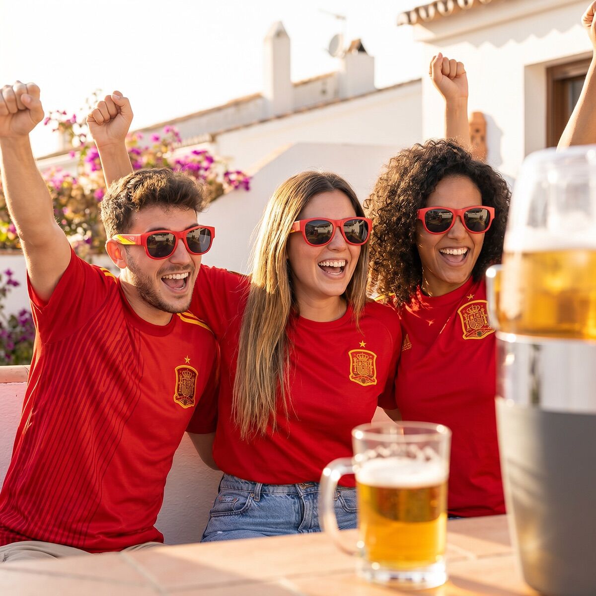 Set Bier-Spender mit Kühlung InnovaGoods und 2 faltbare Sonnenbrillen Sunfold Spain Red - Thumbnail 4