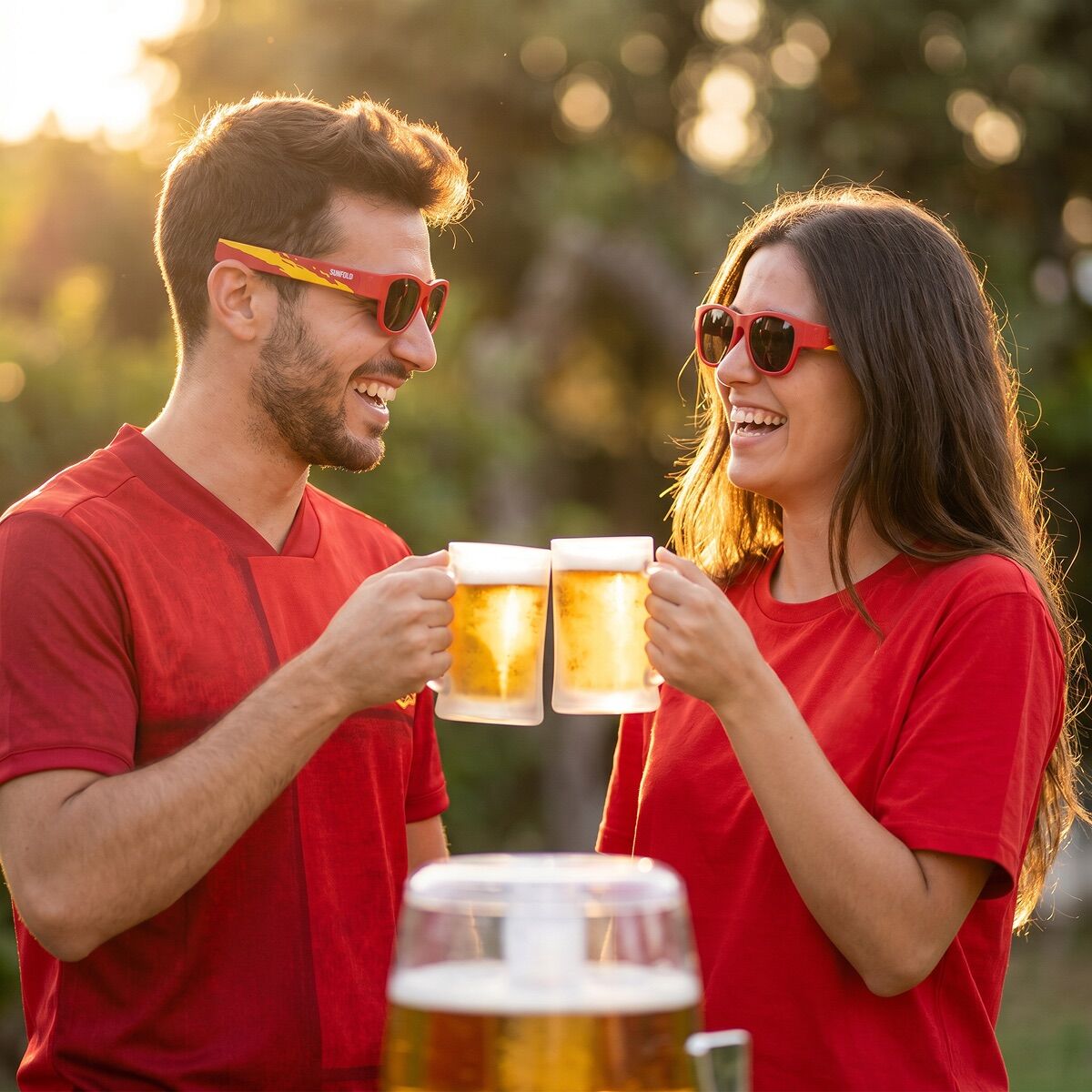Set Bier-Spender mit Kühlung InnovaGoods und 2 faltbare Sonnenbrillen Sunfold Spain Red - Thumbnail 5