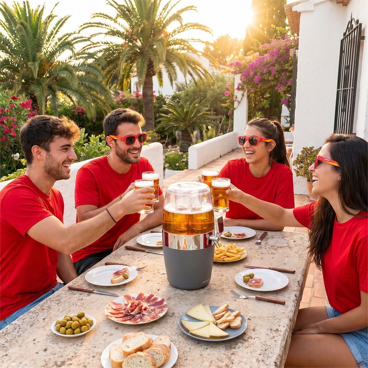 Set Bier-Spender mit Kühlung InnovaGoods und 2 faltbare Sonnenbrillen Sunfold Spain Red - Thumbnail 7