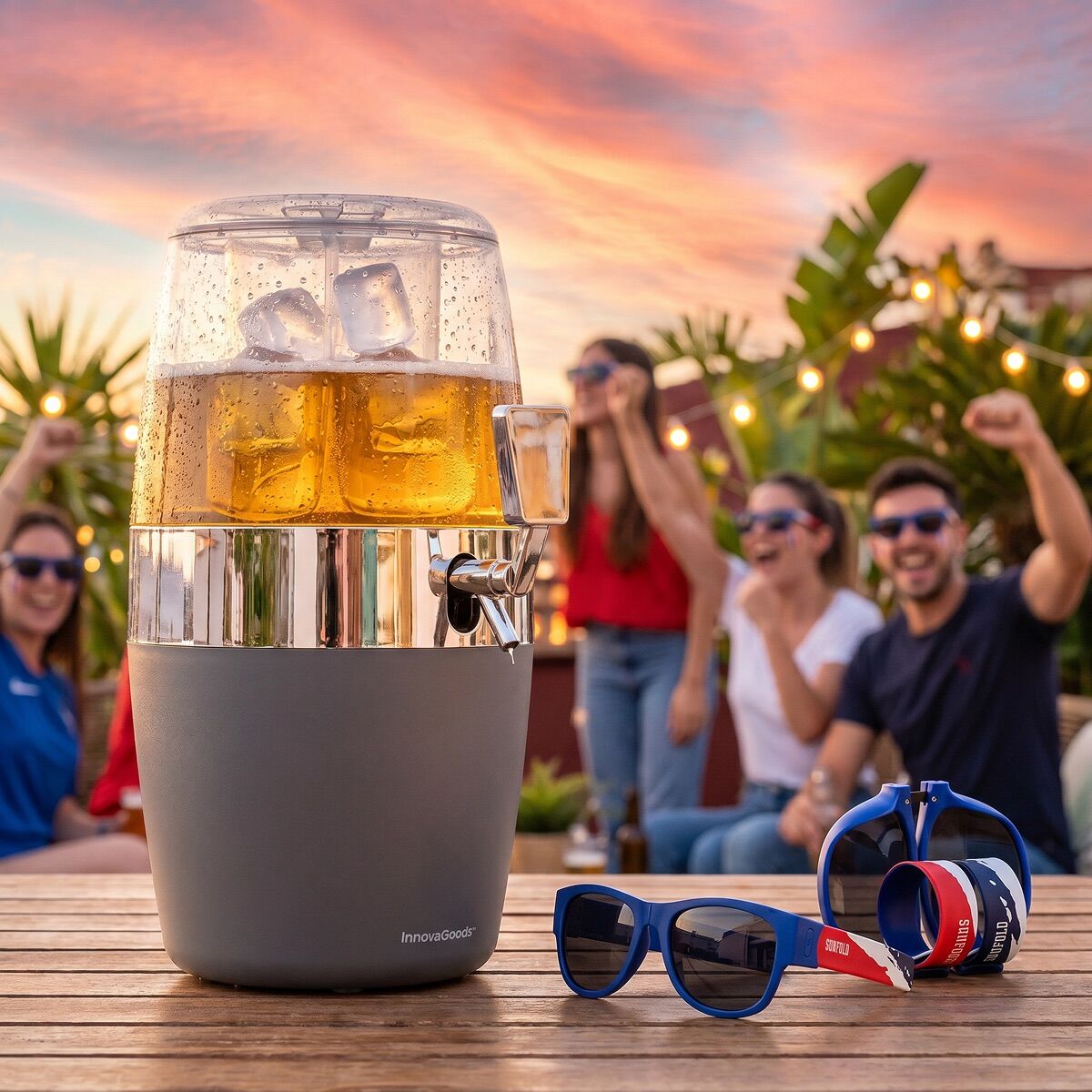 Set Bierspender mit Kühlung InnovaGoods und 2 rollbare Sonnenbrillen Sunfold France - Thumbnail 2