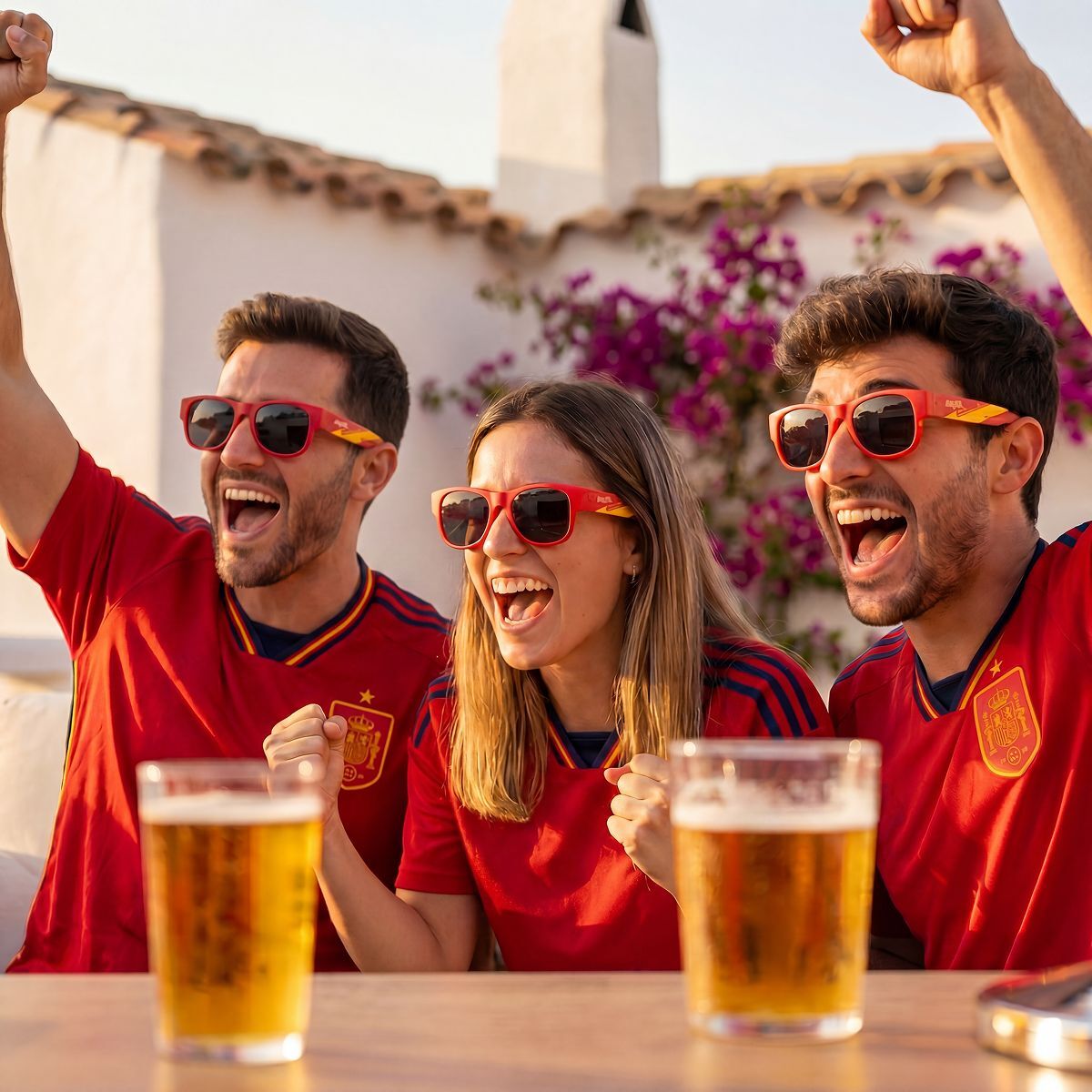 Set Bierkühler-Spender InnovaGoods und 2 Roll-Sonnenbrillen Sunfold Spain Red - Thumbnail 4